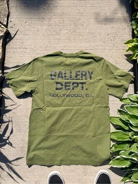 Gallery Dept Olive Crewneck Tee with Chest Logo